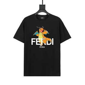FENDI Letter Cartoon Pattern Print Round Neck Casual Short Sleeve T-shirt (37 styles)-2802